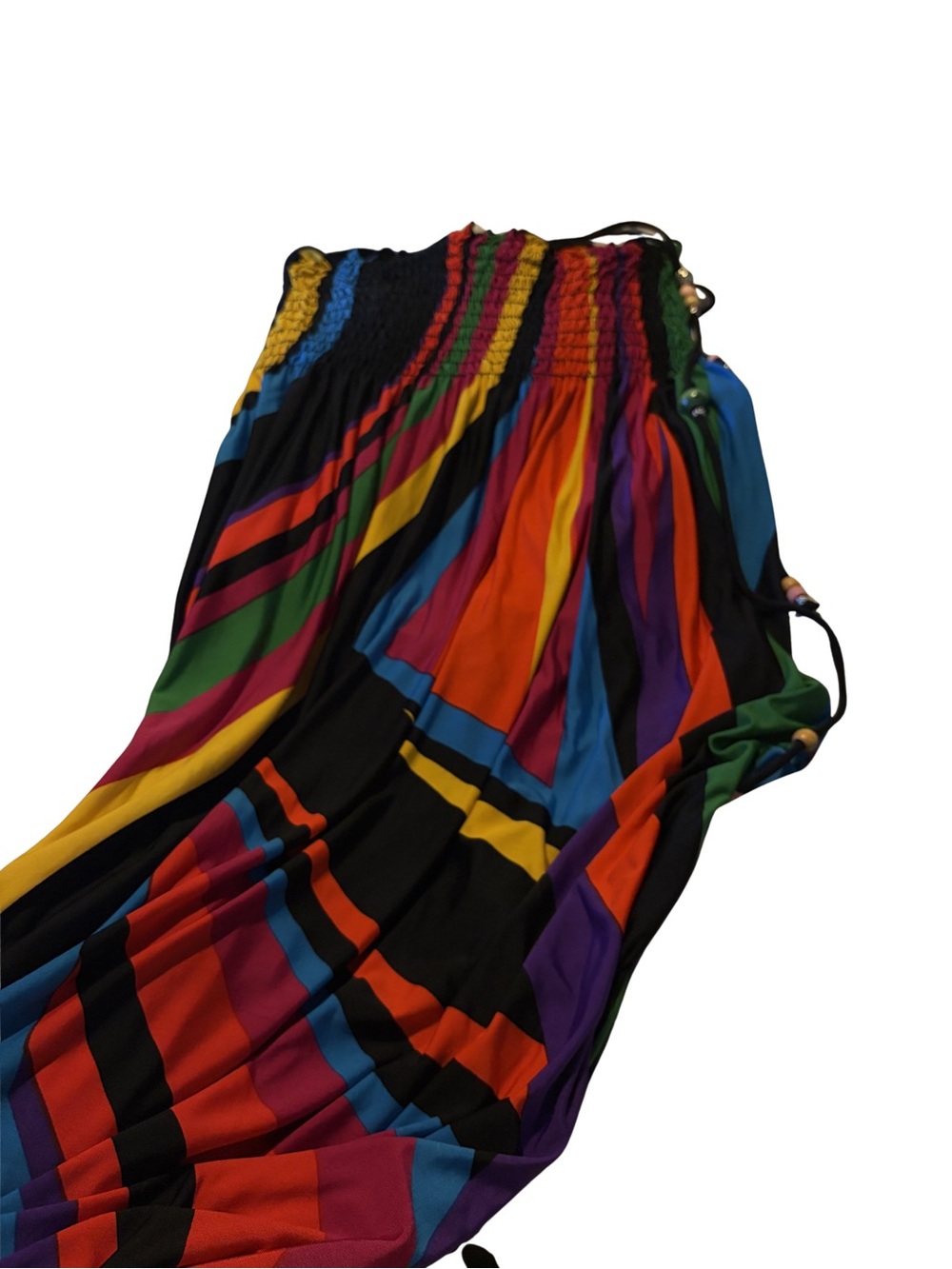 Multicolor Striped Maxi Dress - Vibrant Black Base